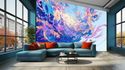 Whimsical Floral Abstract in Vibrant Hues Wall mural