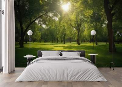 Beautiful sunrise in the place with green scenery
 Wall mural