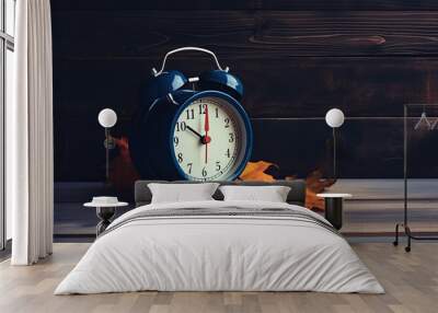 Old alarm clock with classical background, AI generative Wall mural