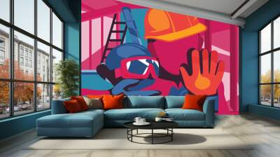 2d vector illustration safety , Civil protection and safety when working and taking safety 

ork Wall mural