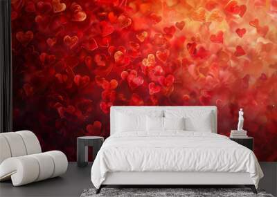 A bright red hearts abstract background. Wall mural