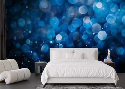 Defocused abstract blue lights background. Bokeh lights. Concept Wall mural