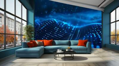 Digital blue dots background Wall mural