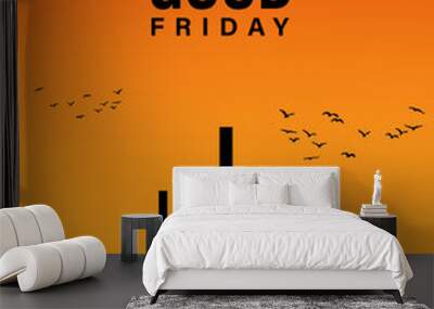 Good Friday poster vector illustration. Background, greetings, posters, symbols, birds, religious elements. Wall mural