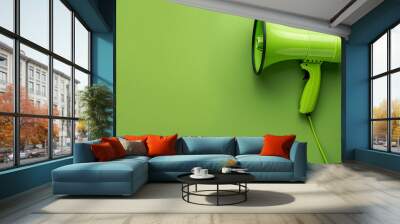 Green Marketing Communication Concept with Megaphone: Illustrating green marketing communication through the use of a megaphone. Wall mural