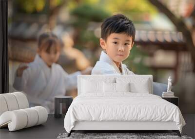 Martial Arts children in kimono Wall mural