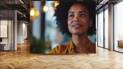 Woman discussing business with team over a video conference Wall mural