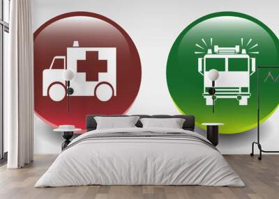 ambulance & fire brigade sign icons Wall mural