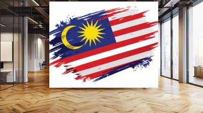 Brush Stroke Background Featuring the Flag of Malaysia, Happy Independence day of Malaysia  Wall mural