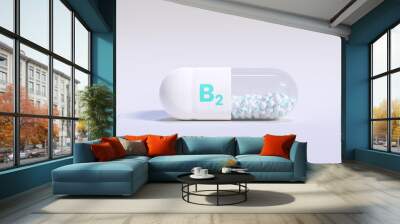 Vitamin B With White Capsule, Granules and Background Wall mural