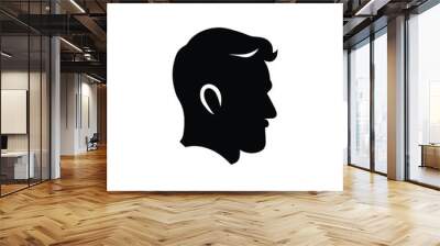 Man head with beard and mustache isolated on white background. Design element for label, emblem, sign. Vector illustration stock illustration Wall mural