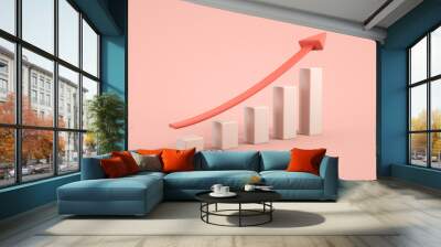 3D Business growth bar graph curve. Wall mural