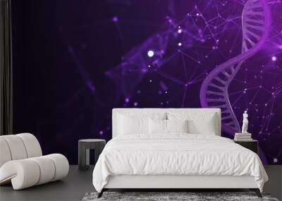 DNA Double Helix with Purple Glow and Lines Wall mural