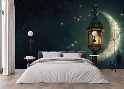 Lantern and Crescent Moon Wall mural