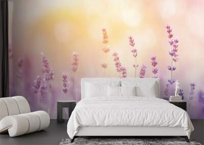 Purple Lavender Flowers in Soft Light Wall mural