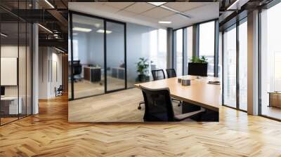 Blurred office interior space background. Working space with defocused effect. Business concept Wall mural