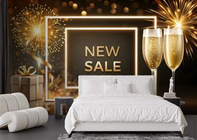 new sale banner with design with frame box Wall mural