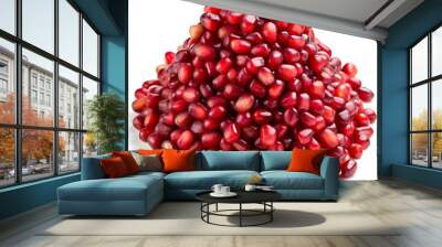 pomegranate seeds on white background Wall mural