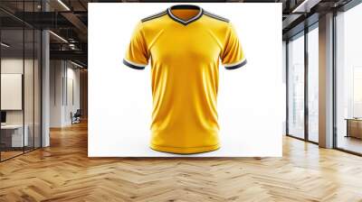 an effective description and setup of sports football uniforms with a yellow shirt isolated on a white background, Wall mural