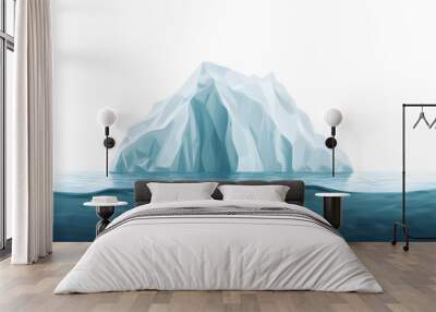 An iceberg visible above and below water on a clear blue background, illustrating the concept of hidden depth design Wall mural