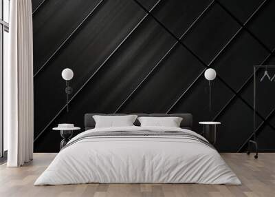 Bright grid pattern Pure black horizontal banner Wall mural