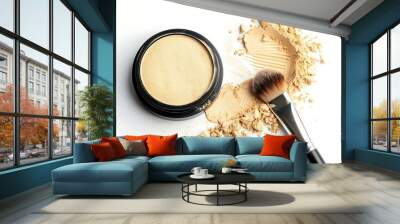 close up of a powder and make up brush on white background Wall mural