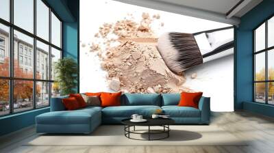 close up of a powder and make up brush on white background Wall mural