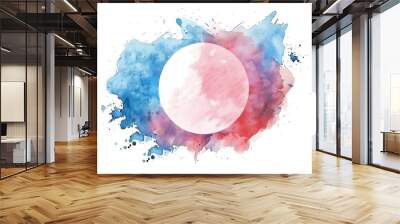 Colorful watercolor with blank circle on white background Wall mural