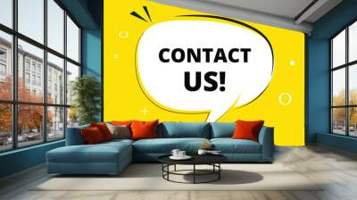 Contact us speech bubble text. Hi There on bright color for Sticker, Banner and Poster. vector illustration. Wall mural