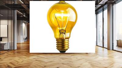 Glowing yellow light bulb isolated on white background. 3d illustration Wall mural