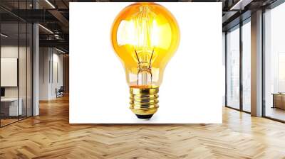 Glowing yellow light bulb isolated on white background. 3d illustration Wall mural