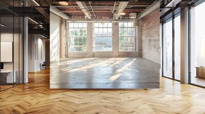 Interior of a modern photo studio with lighting equipment and white curtains Wall mural