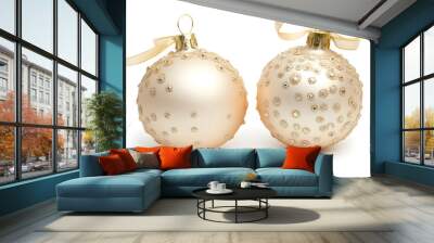 Elegant Christmas Baubles with Glittering Bows design Wall mural