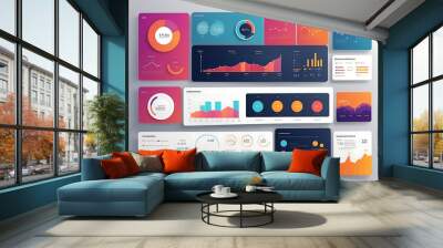 Modern infographic with template and chart statistics. Dashboard Infographics presentation.UI dashboard concept. Chart graph elements for data analytics and statistics. UI, UX, KIT elements design. Wall mural