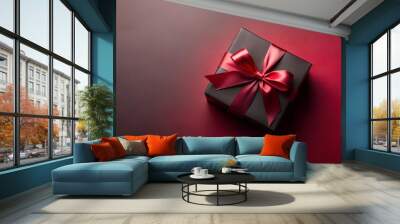 top view of a lavish black gift box Wall mural