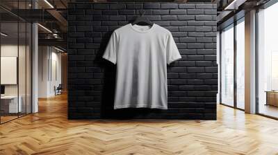 White t-shirt on brick background design Wall mural