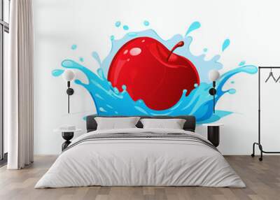 A water splash with apple on a isolated white background (28) Wall mural