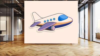 Airplane cartoon sticker design vector illustration (26) Wall mural