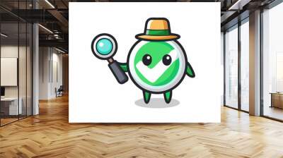 Check mark detective character is analyzing a case cute design (8) Wall mural