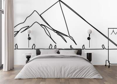 Continuous one line art hand drawn pro vector minimalist mountain illustration Wall mural