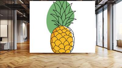 Continuous one line drawing pineapple Vector illustration Black line art on a isolated white background (8) Wall mural