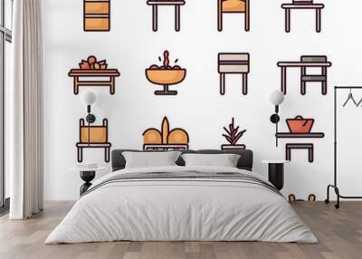 Cozy Restaurant vector set items Wall mural