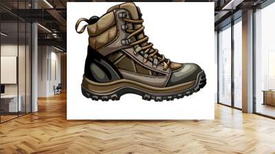 Rugged Outdoor Hiking Boot Illustration on a isolated white background (5) Wall mural