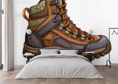 Rugged Outdoor Hiking Boot Illustration on a isolated white background (9) Wall mural