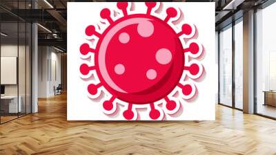 Sticker design with coronavirus or virus sign on a isolated white background (2) Wall mural