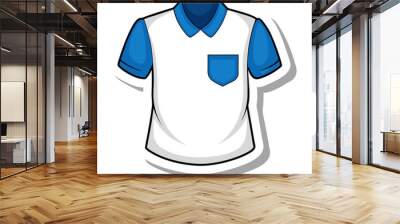 Sticker white shirt with blue sleeves (17) Wall mural