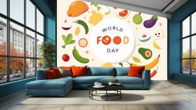 World food day event illustrated concept  on a isolated white background (6) Wall mural