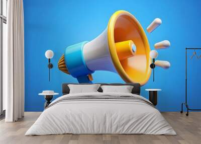 3d rendering of megaphone and speech love bubble with notification icons, 3D pastel chat icon set.
 Wall mural