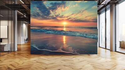 Beautiful view of sunrise over the beach, natural landscape Wall mural