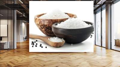 Bowls of salt isolated on white background Wall mural